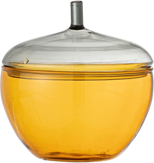 Bloomingville Danni Gefäß mit Deckel, Gelb, Glas D10xH10,5 cm