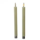 MARELIDA LED Stabkerzen Tafelkerzen Spitzkerzen Echtwachs Rustik Optik H: 24cm creme 2St