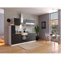 Respekta Küchenzeile Malia 240 cm E-Geräte Kochmulde schwarz/weiß