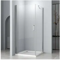 Hopibath Eckdusche Duschkabine Pendeltür mit Seitenwand H:195cm, BxT: 80x80 cm, 5mm NANO Glas, Duschtür, mit 90/80/75cm Seitenteil, mit Alu-Bodenleiste, Alu-Haltestangen, Magnetverschluss silberfarben 80 cm x 195 cm x 80 cm