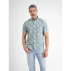 Kurzarmhemd LERROS "LERROS Herren Sommerhemd, floral bedruckt", Herren, Gr. XL, Normalgrößen, weiß, 100% Baumwolle, Kurzarm, Hemden