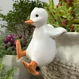 Blumentopf Hänger Deko,Enten Harz Statue Gartendeko,Niedlichen Hängende Enten Miniteich für Teichschale Miniteich Terrassenteich Zinkwannen Pflanzschale Garten Balkon Terrasse Teiche (01)