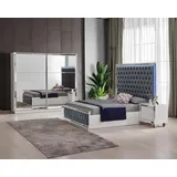 Xlmoebel Schlafzimmer-Set Doppelbett mit Nachttischen und Kleiderschrank Set für Schlafzimmer, (Set 4tlg Schlafzimmer (Bett + 2xNachttische + Kleiderschrank), Hergestellt in Europa weiß