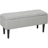 Sitztruhe, Sitzbank Mit Stauraum, Bis 120kg, Samtoptik, 95x38x45cm, Grau