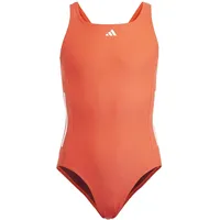adidas Girl's Cut 3-Stripes Swimsuit Badeanzug, Bright Red/White, 7-8 Years