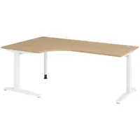 Bümö Schreibtisch Eiche, Weiß, - Größe: Eckschreibtisch höhenverstellbar 200x120