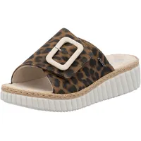 Rieker Damen Pantoletten Braun/Leopard - braun - 42 EU