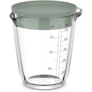 Mepal Messbecher Chef it 0,5 Liter aus Glas mit Deckel Nordic sage