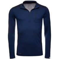 Kaipara - Merino Sportswear Langarmshirt Merino Zip-Neck Herren Slimfit 200 mit Brusttasche (1-tlg) aus reiner Merinowolle Made in Germany blau L