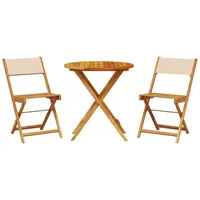 vidaXL 3-tlg. Bistro-Set Beige Stoff und Massivholz