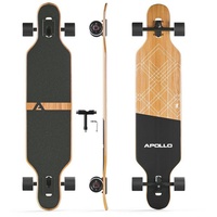 Apollo Longboard Twin Tip DT Fiberglas Longboards, Extrem leicht und stabil schwarz