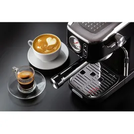 Ariete Espresso Slim Metal 1381 schwarz mit Manometer, 1/2-Tassenfilter, Cappuccino-Düse
