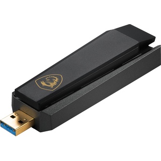 MSI AXE5400 WiFi 6E Tri-Band USB Adapter - Schnelles WLAN bis 5400 Mbps (6GHz, 5GHz, 2.4GHz Wireless), MU-MIMO, einstellbare Antenne, Beamforming, WPA3 - inkl. Standfuß