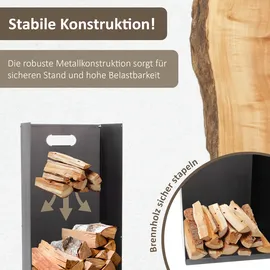 Lemodo Kaminholzregal Metall 0,75 m x 0,78 m Schwarz