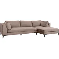 riess-ambiente Zeitloses Ecksofa SIGNUM 315cm taupe Samt Ottomane rechts Bigsofa XXL-Couch - Taupe