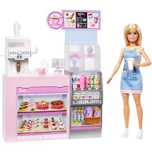 Mattel Puppenzubehör Naschcafé Spielset mit Barista-Puppe und 12 Zubehörteilen HXN94