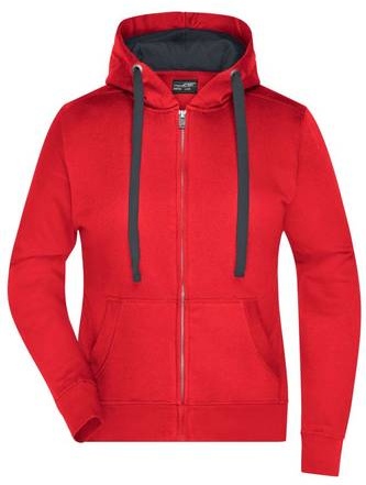 Ladies' Hooded Jacket Premium Sweat-Jacke mit Bionic®-Finish rot/grau, Gr. L