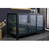 Riess-Ambiente Sideboard AMSTERDAM - 105cm schwarz gold Riffelglas Metall Vitrine Schrank Modern
