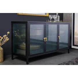Riess-Ambiente Sideboard AMSTERDAM - 105cm schwarz gold Riffelglas Metall Vitrine Schrank Modern