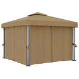 vidaXL Pavillon mit Vorhang 3x3 m Taupe Aluminium