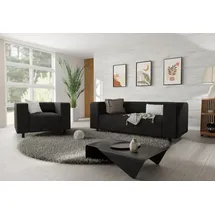 s-style möbel Polstergarnitur 2+1 Gustav aus Cord-Stoff mit bequemem Sitz, (1x 2-Sitzer-Sofa, 1x Sessel) schwarz