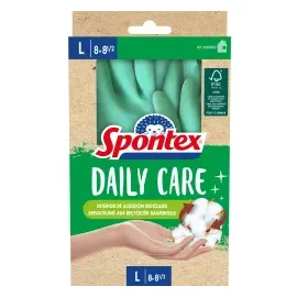 Spontex Daily Care Haushaltshandschuhe aus 100% FSC-zertifiziertem Latex mit Innenfutter aus recycelter Baumwolle, für alle Putz- und Pflegearbeiten, 1 Paar, Größe (8-8,5),