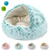 Haboz Hundehöhle, HABOZ GoHöhle - Ergonomische Hundehöhle Für Gelenkschonende Schläfchen, Hunde Kuschelhöhle Hunde Höhle Katzen Bettchen (Grüner kurzer Plüsch, 65 * 65cm/25.6in*25.6in)