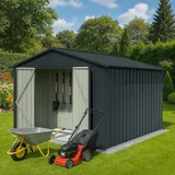 Albatros Profi Gerätehaus XXL – verzinktes Metall in Anthrazit (RAL 7016) 259x313x192cm, 15,5m3 Inkl. Schloss & Werkzeughaken wetterfest