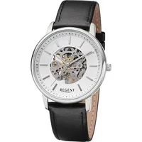 Regent Mechanische Uhr F-1398, Armbanduhr, Herrenuhr, Handaufzug schwarz 