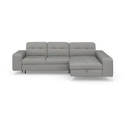 Ecksofa SIT & MORE "Baviene L-Form", silber, B:286cm H:92cm T:176cm, Sofas, inklusive Sitztiefenverstellung und Federkern, wahlweise Bettfunktion