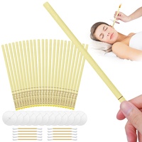 ACWOO Natürliche Ohrenkerzen, 24 Stück Ohrenschmalz Entferner Kerzen Ohrenkerze Kit, Ohrkerzen Zur Reinigung Mit 12 Schutzscheiben, Ohren Kerzen Zum Reinigen Für Ntspannen, Beige