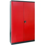 PROREGAL Stahlschrank Owl mit 4 Fachboden | HxBxT 192x110x38cm | Anthrazitgrau/Rot