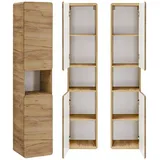 Lomadox Luton-56-Craft Hochschrank 35 x 170 x 32 cm Braun Holz, Metall, MDF, Spanplatte