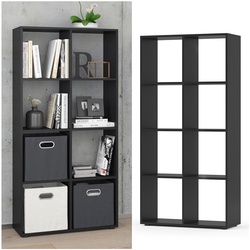 Vicco Raumteiler Scutum 8 Fächer Schwarz 140 x 72 cm - Regal Bücherregal Standregal Aktenregal Raumtrenner