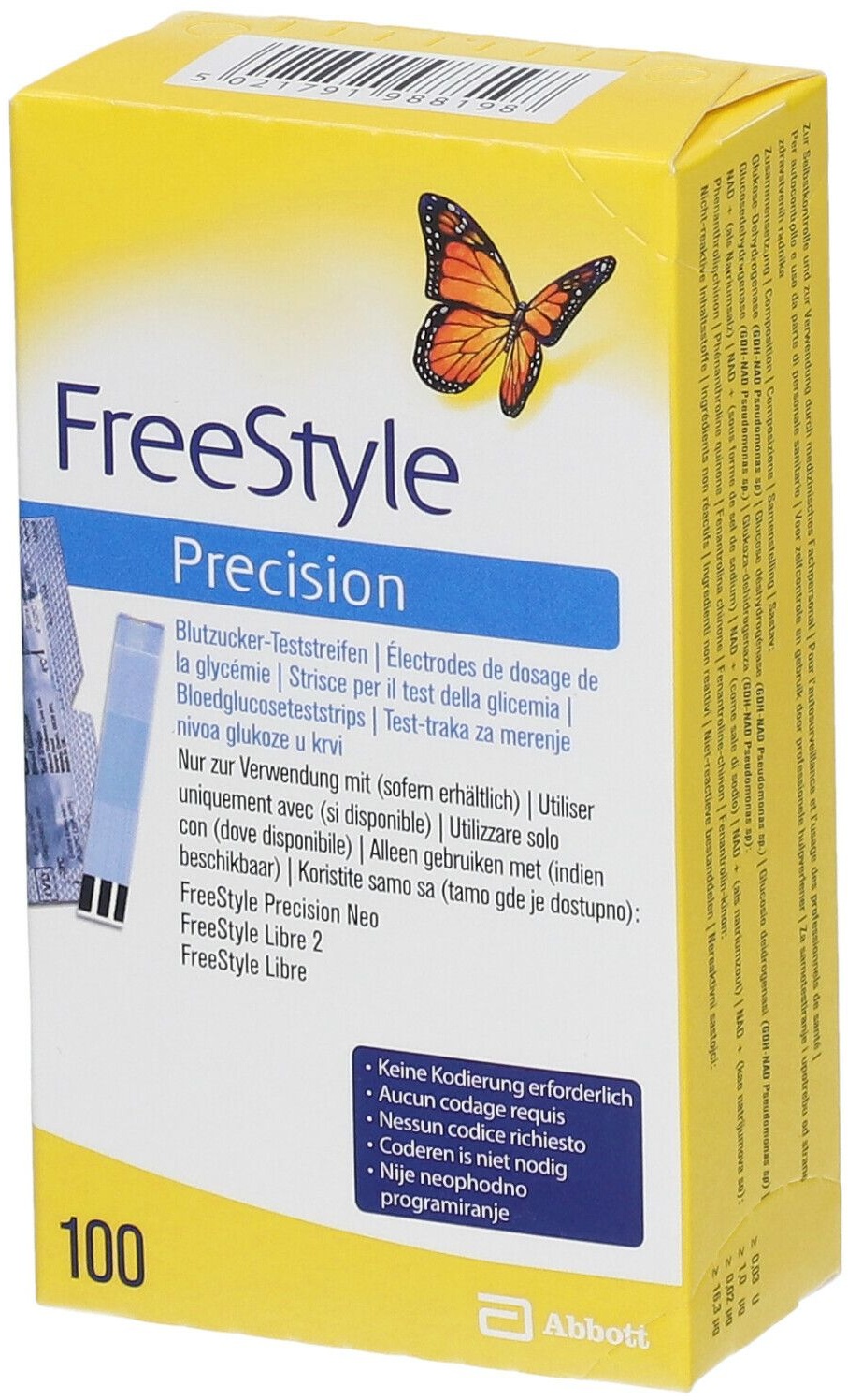 FreeStyle Precision Blutzucker-Teststreifen ohne Codierung Teststreifen 100 St 100 St Teststreifen