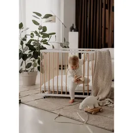 Sämann & Lattenrost - weiß/natur - Premium | Gr.: 120x120 cm Babymöbel, Laufstall Baby