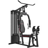 sportnow Kraftstation, Multifunktionale Fitnessstation mit Beinpresse, Schwarz