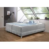 Home Affaire Boxspringbett HOME AFFAIRE "Vaasa", silber, B:206cm L:226cm, Komplettbetten, Boxspringbett, für Dachschrägen geeignet, inkl. Bettkasten und Topper