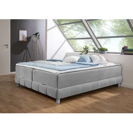 Home Affaire Boxspringbett HOME AFFAIRE "Vaasa", silber, B:206cm L:226cm, Komplettbetten, Boxspringbett, für Dachschrägen geeignet, inkl. Bettkasten und Topper