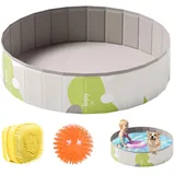 Hundepool für Große & Kleine Hunde, Faltbare Hunde Planschbecken, Pool Hundeplanschbecken, Faltbarer Hundepool, Hundebadewanne Schwimmbecken mit Badeball/Badebürste, Verschleißfest PVC (80*20CM Grau)