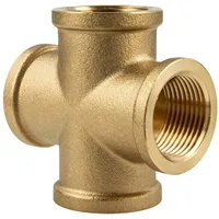 Tecuro Kreuzstück allseitig Innengewinde Rp 3/4 Zoll, Messing blank