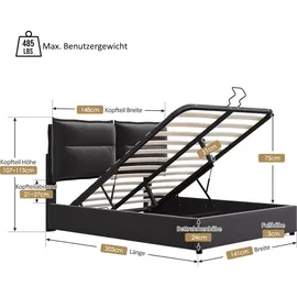 Merax Flieks 140 x 200 cm Schwarz