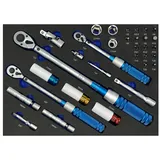 Kraftwelle Profi Drehmomentschlüssel Set 32 teilig beinhaltet 1/4, 3/8, 1/2 Zoll Umschaltknarren von 2-220 NM - feinverzahnte Ratschen - inkl. Stecknuss und Bit Set
