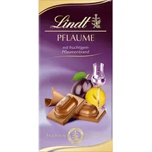schokolade-tafel Lindt Pflaumen Alkohol Füllung mit fruchtigem Zwetschgenwasser 100g