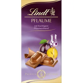 schokolade-tafel Lindt Pflaumen Alkohol Füllung mit fruchtigem Zwetschgenwasser 100g