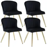 LuxusKollektion Esszimmerstuhl Küchenstühle 4er Set Samt Esszimmerstühle Metallbeine Schwarz 4 Pz 2 schwarz