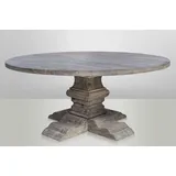 Casa Padrino Landhaus Esstisch Rund Eiche Rustic Grey - Barock Stil Tisch Eiche Massiv