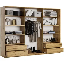 masseno Schwebetürenschrank TAVI 250 x 205 x 60 cm Eiche Artisan/Schwarz