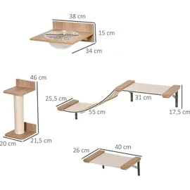 PawHut Kletterwand 4tlg. 100 x 25,5 x 17,5 cm beige