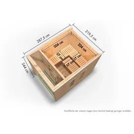 Karibu Laguna inkl. 9 kW Ofen + ext. Steuerung + Dachkranz